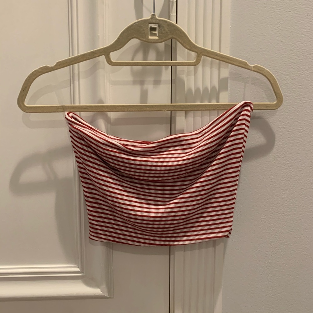Red and white stripped tube top